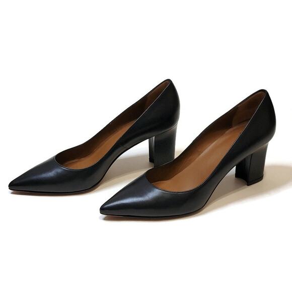 Aquatalia Black Leather Peony Pointed Toe Pumps Made in Italy Office Career 7 - Picture 5 of 15